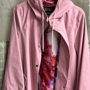 Badgley Mischa Rain Coat w/ Hood Dusty Rose Large NWT